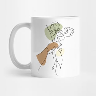 Flower Bouquet Shape Minimalist Line Art Drawing Mug